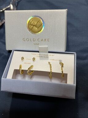 Gold Cake Delicate 5-Piece Gold-Tone Earring Set - Gold